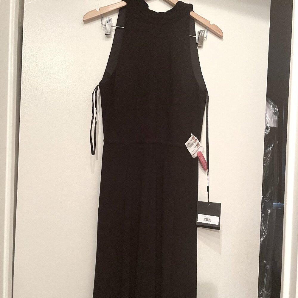 IENNA NEW Mac Duggal High Neck Cutout Back Jersey Gown‎ Black Size 8 26127